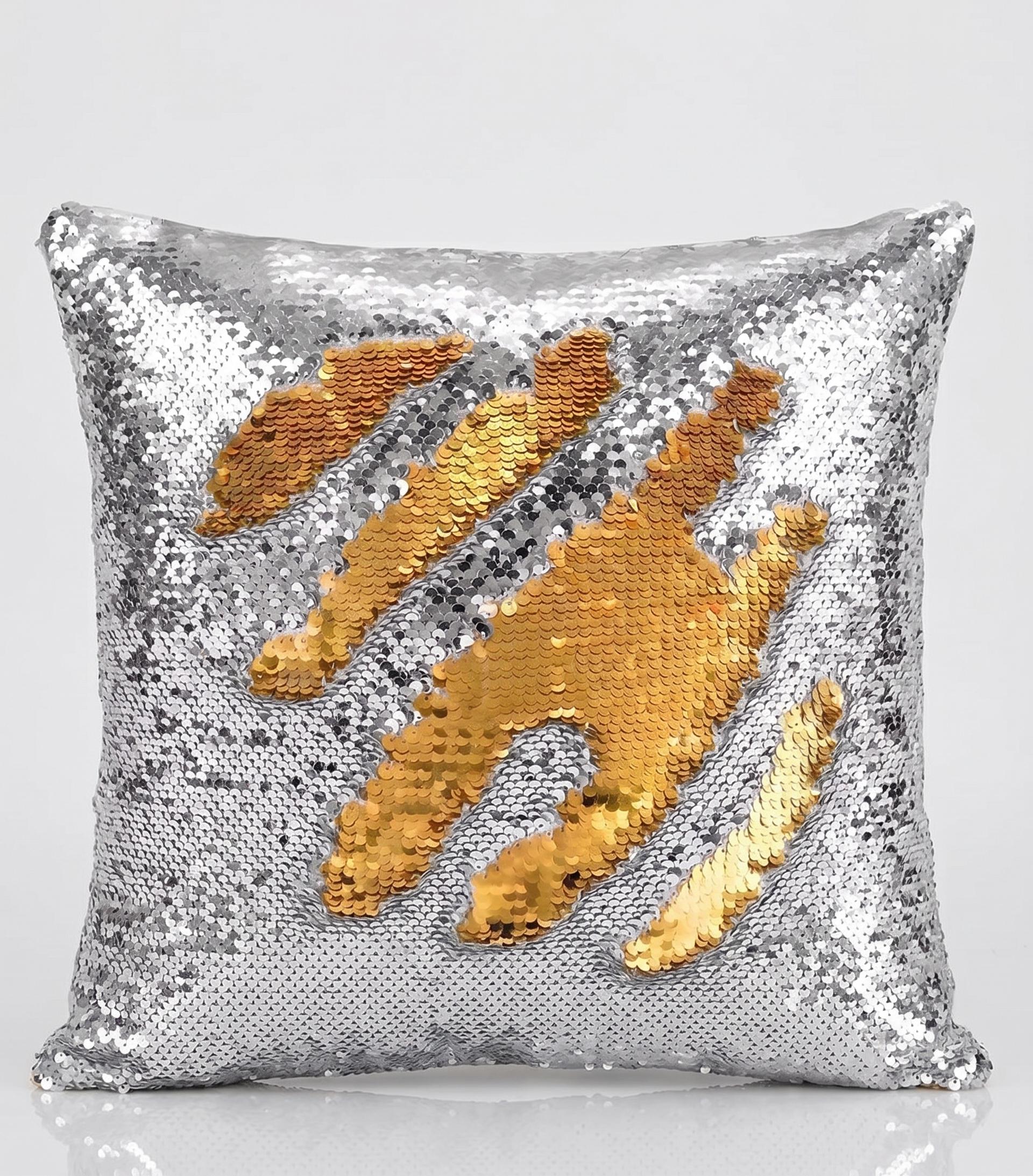Silver Sequins Cushion — personalised gift by Printora Gifts