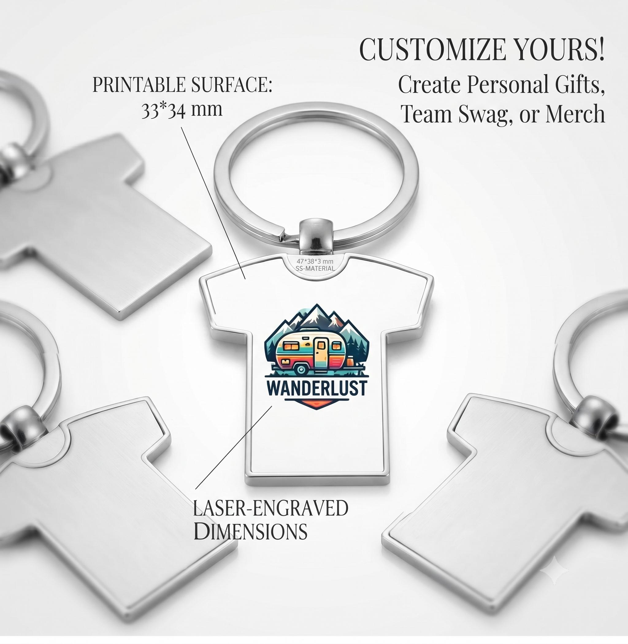 Stainless Steel Key Chain (T-Shirt Shape) — personalised gift by Printora Gifts
