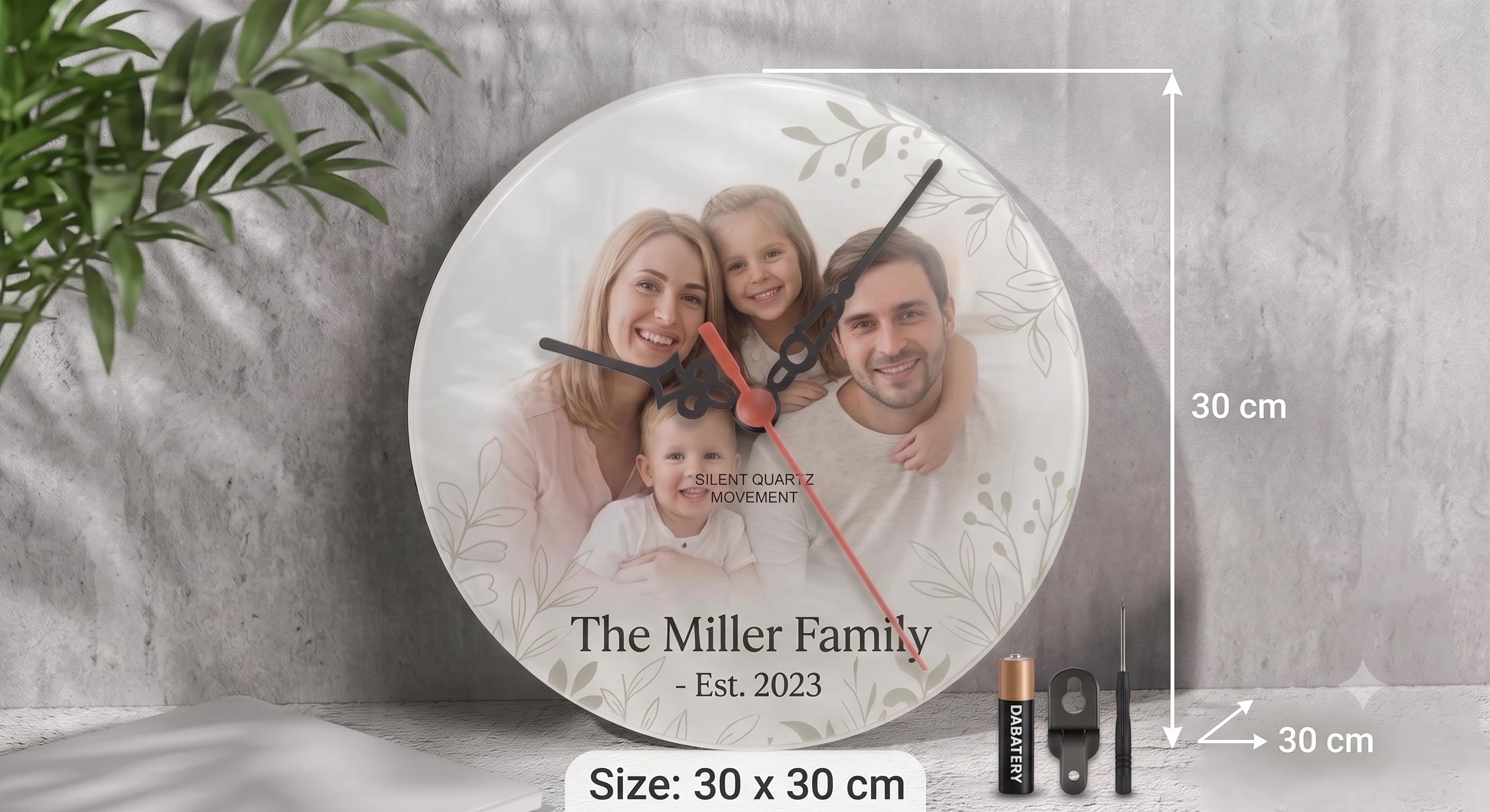 Glass Wall Clock (30x30cm) — personalised gift by Printora Gifts
