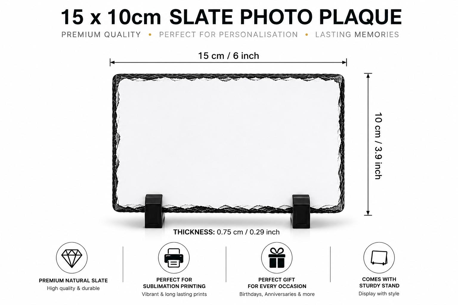 Slate Photo Panel Glossy (15x10cm) — personalised gift by Printora Gifts
