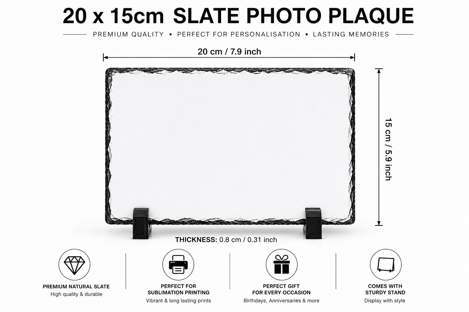 Slate Photo Panel Glossy (20x15cm) — personalised gift by Printora Gifts