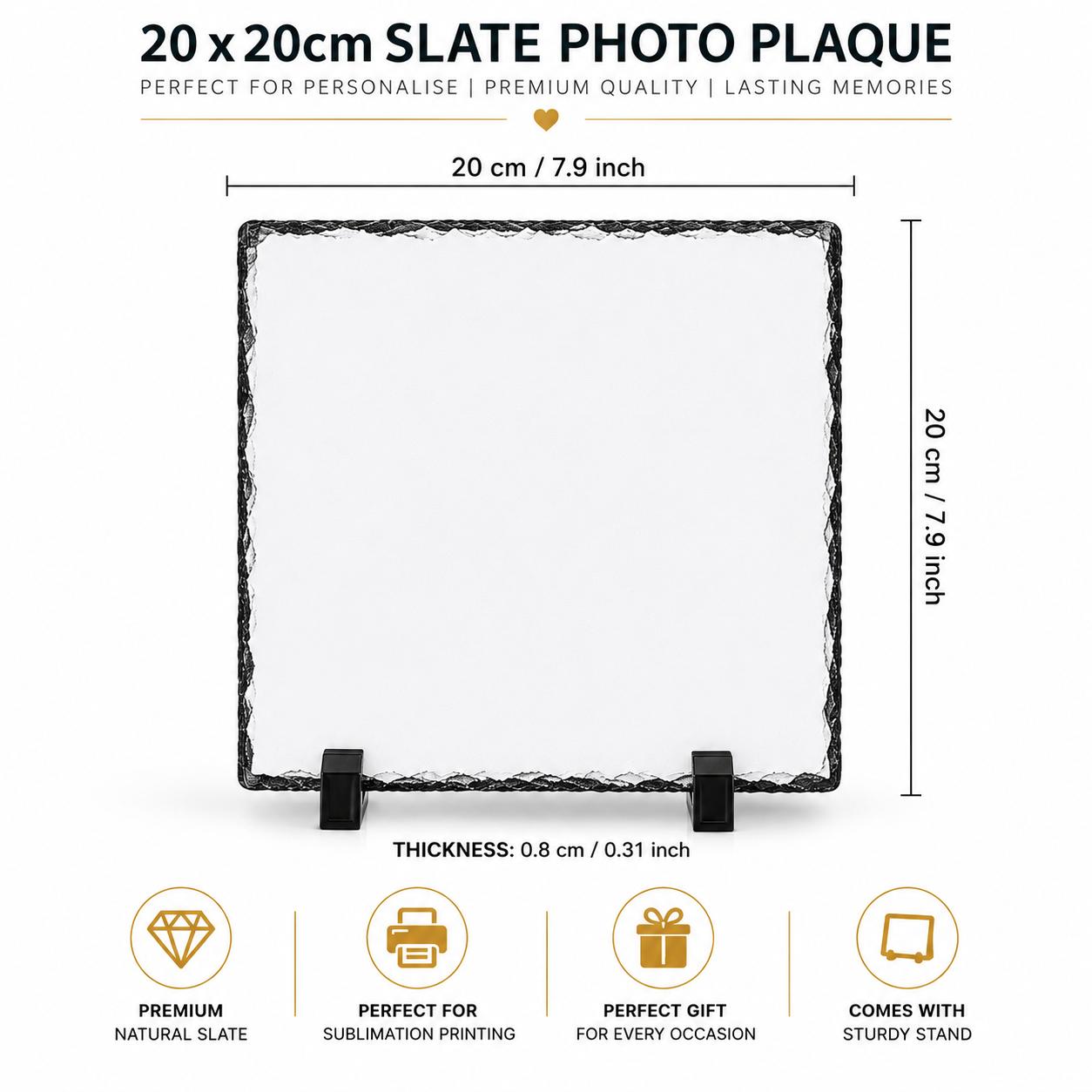 Slate Photo Panel Glossy (20x20cm) — personalised gift by Printora Gifts