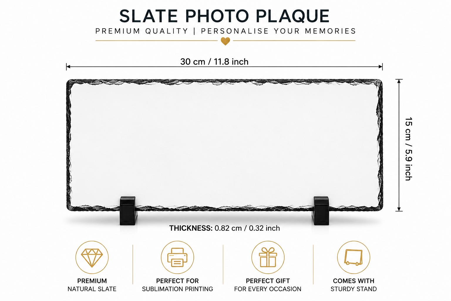 Slate Photo Panel Glossy (30x15cm) — personalised gift by Printora Gifts