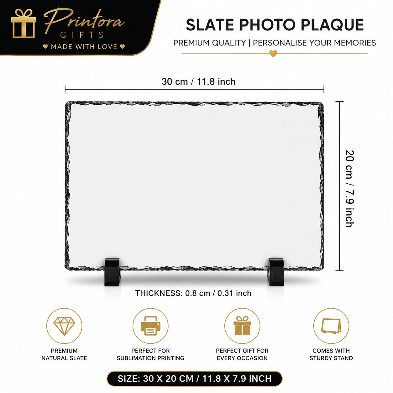 Slate Photo Panel Glossy (30x20cm) — personalised gift by Printora Gifts